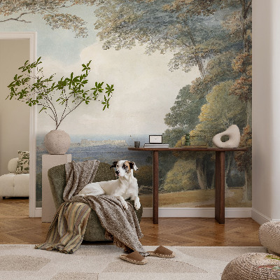 Vlies-Fototapete fürs Schlafzimmer mit einer bewaldeten Landschaft