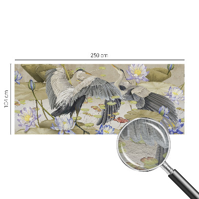 Dekorative Wand-Fototapete mit Motiv aus Vögeln und Lilien