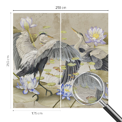 Dekorative Wand-Fototapete mit Motiv aus Vögeln und Lilien