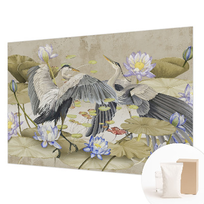 Dekorative Wand-Fototapete Vögel und Lilien