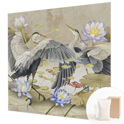 Dekorative Wand-Fototapete Vögel und Lilien