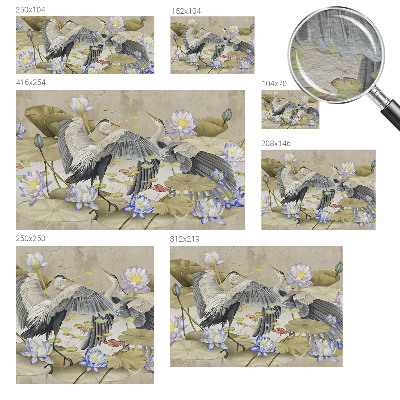 Dekorative Wand-Fototapete Vögel und Lilien