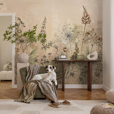 Wandtapete mit rustikalem Blumenmuster
