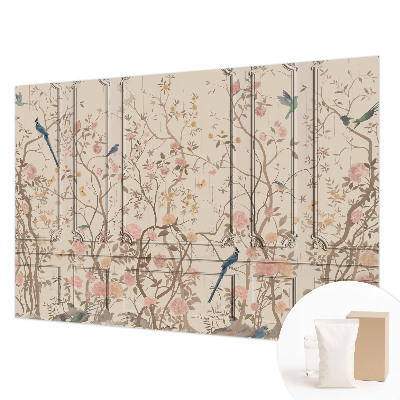 Moderne Vlies-Fototapete mit Vogel- und Blumenmotiv