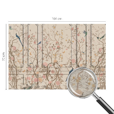 Moderne Vlies-Fototapete mit Vogel- und Blumenmotiv
