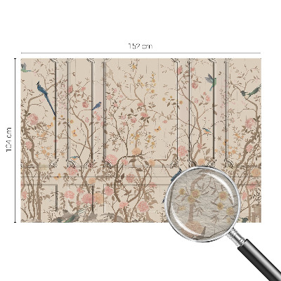 Moderne Vlies-Fototapete mit Vogel- und Blumenmotiv