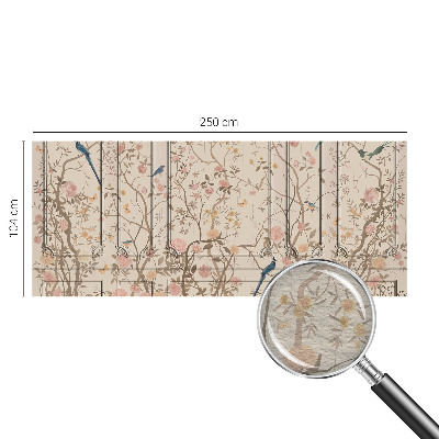 Moderne Vlies-Fototapete mit Vogel- und Blumenmotiv