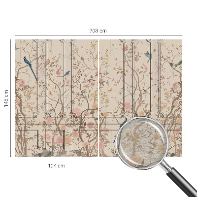 Moderne Vlies-Fototapete mit Vogel- und Blumenmotiv