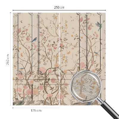 Moderne Vlies-Fototapete mit Vogel- und Blumenmotiv