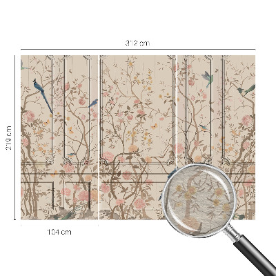 Moderne Vlies-Fototapete mit Vogel- und Blumenmotiv