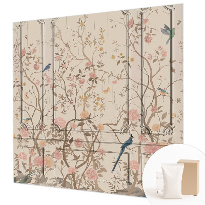 Moderne Vlies-Fototapete mit Vogel- und Blumenmotiv