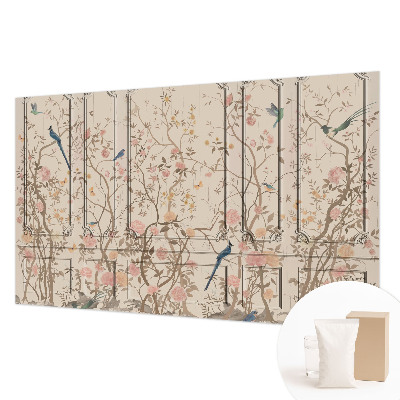 Moderne Vlies-Fototapete mit Vogel- und Blumenmotiv