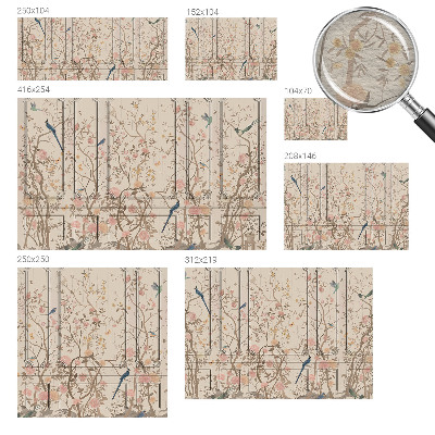 Moderne Vlies-Fototapete mit Vogel- und Blumenmotiv