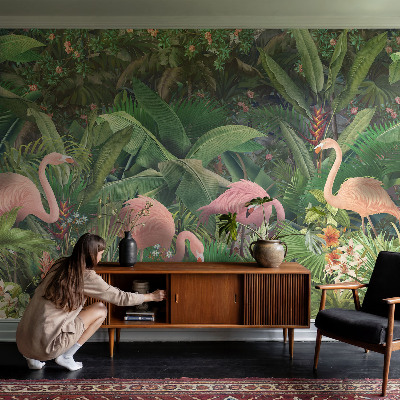 Vlies-Fototapete fürs Kinderzimmer mit rosa Flamingos als Motiv