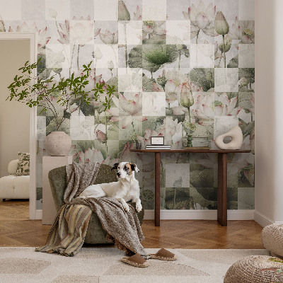 Vliestapete fürs Wohnzimmer mit Lotusmuster