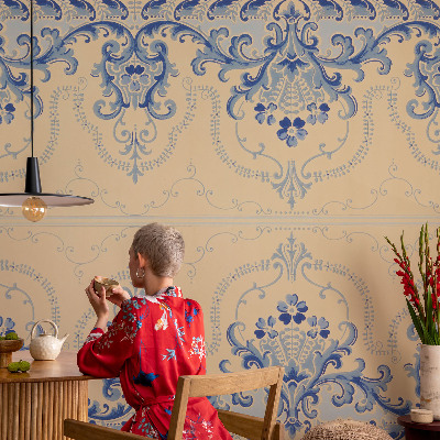 Motivtapete mit blauen Ornamenten