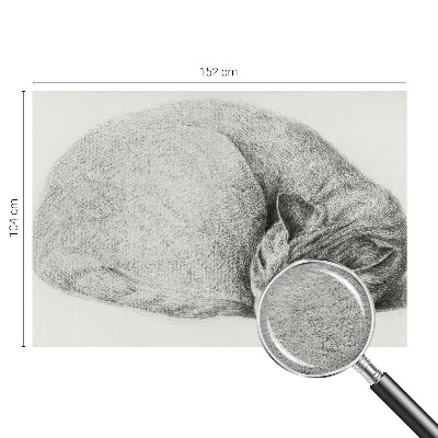 Motivtapete aus Vlies mit aufgerollter Katzenillustration