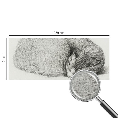 Motivtapete aus Vlies mit aufgerollter Katzenillustration