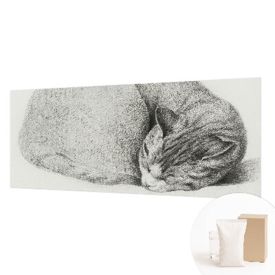 Motivtapete aus Vlies mit aufgerollter Katzenillustration