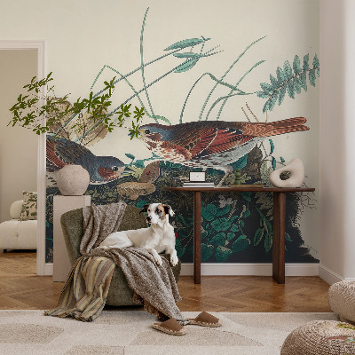 Vliestapete fürs Wohnzimmer mit einem naturinspirierten Motiv