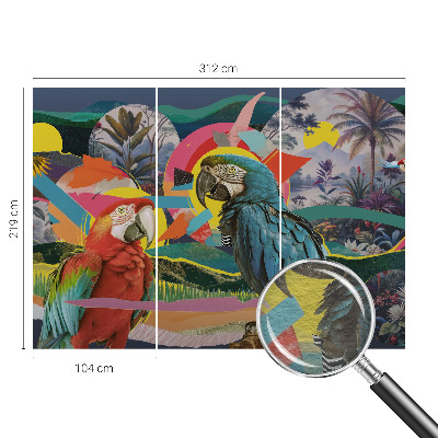 Wand-Fototapete mit exotischen Vögeln als Motiv