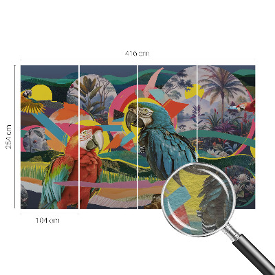 Wand-Fototapete mit exotischen Vögeln als Motiv