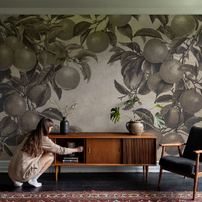 Fototapete fürs Wohnzimmer mit einem Fruchtmuster