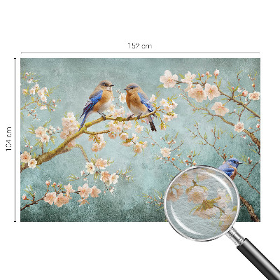 Fototapete fürs Wohnzimmer mit Frühlingsvögeln als Motiv