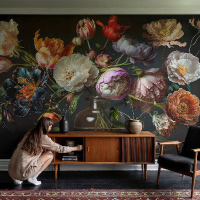 Fototapete fürs Kinderzimmer mit einem bunten Blumenstrauß