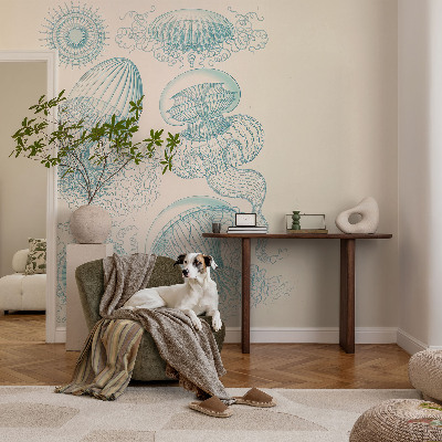 Fototapete fürs Wohnzimmer mit einem Motiv aus schimmernden Seequallen