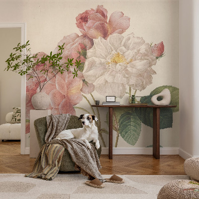 Vlies-Fototapete fürs Wohnzimmer mit romantischem Rosenmotiv