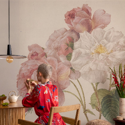 Vlies-Fototapete fürs Wohnzimmer mit romantischem Rosenmotiv