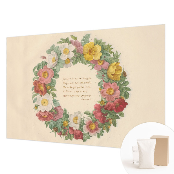 Vlies-Fototapete fürs Schlafzimmer mit einem Blumenkranz-Motiv