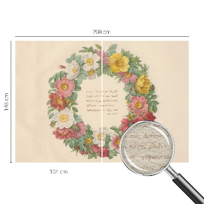 Vlies-Fototapete fürs Schlafzimmer mit einem Blumenkranz-Motiv