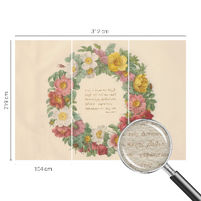Vlies-Fototapete fürs Schlafzimmer mit einem Blumenkranz-Motiv