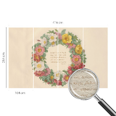 Vlies-Fototapete fürs Schlafzimmer mit einem Blumenkranz-Motiv