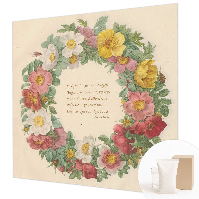 Vlies-Fototapete fürs Schlafzimmer mit einem Blumenkranz-Motiv