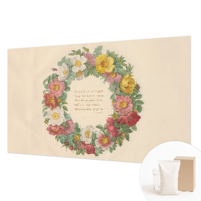 Vlies-Fototapete fürs Schlafzimmer mit einem Blumenkranz-Motiv
