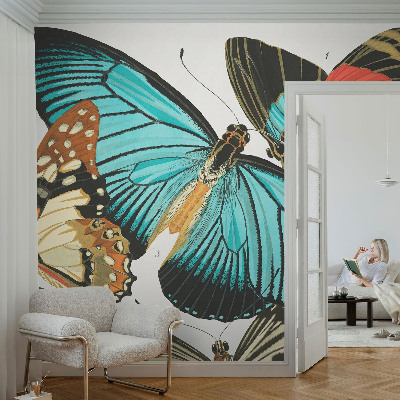 Vliestapete fürs Wohnzimmer mit bunten Schmetterlingen