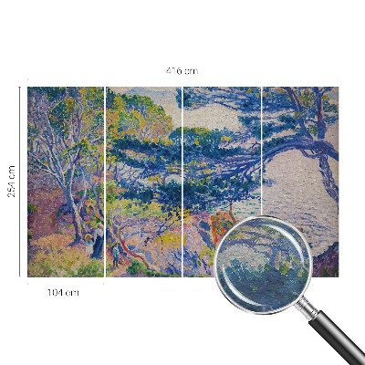 Vlies-Fototapete fürs Schlafzimmer mit impressionistischer Landschaftsillustration