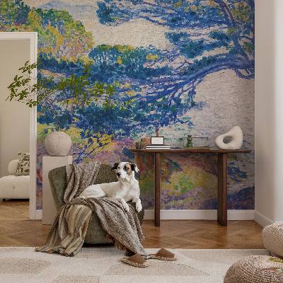 Vlies-Fototapete fürs Schlafzimmer mit impressionistischer Landschaftsillustration