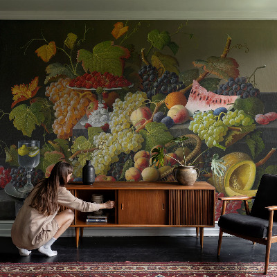 Vliestapete fürs Wohnzimmer mit fruchtigem Motiv