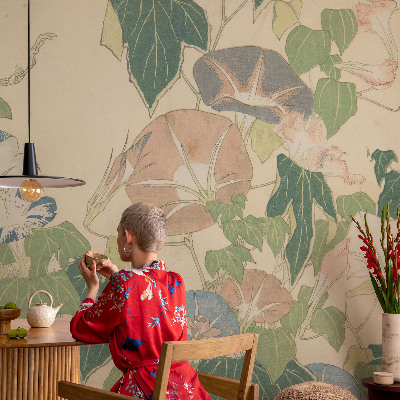 Vliestapete fürs Schlafzimmer mit floralem Motiv in eleganter Optik