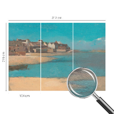 Moderne Vlies-Fototapete mit dem Motiv eines ruhigen Dorfes