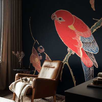 Vliestapete fürs Wohnzimmer mit exotischem Vogelmotiv