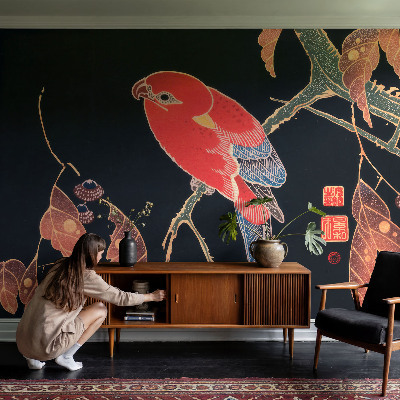 Vliestapete fürs Wohnzimmer mit exotischem Vogelmotiv