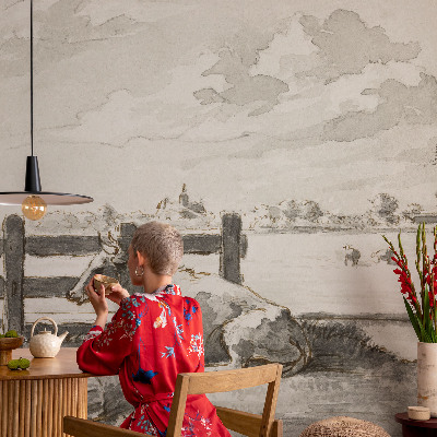 Motivtapete aus Vlies mit ländlichem Idyll als Motiv