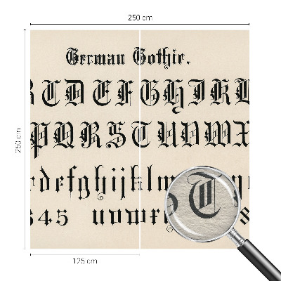 Dekorative Wand-Fototapete mit gotischen Buchstaben als Motiv