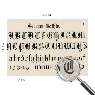 Dekorative Wand-Fototapete mit gotischen Buchstaben als Motiv