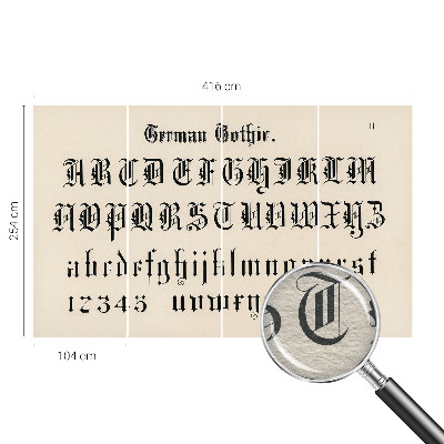 Dekorative Wand-Fototapete mit gotischen Buchstaben als Motiv